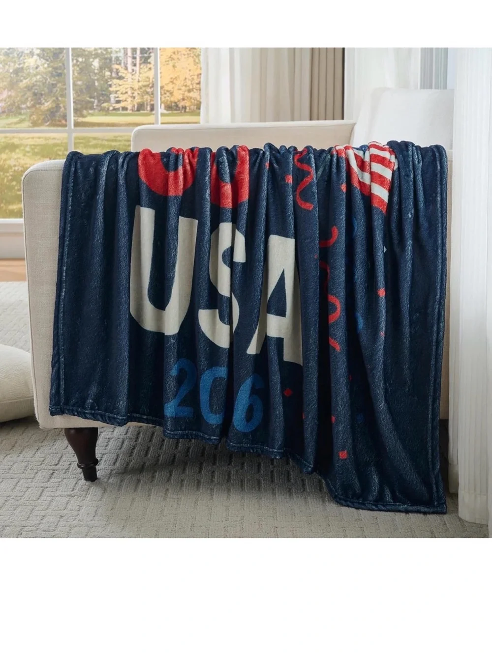 Go USA 2026 Soccer Fleece Throw Blanket - Navy, Red, White NWT